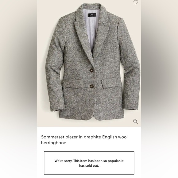 J. Crew Sommerset English Wool Blazer in Herringbone Graphite Gray Size 0 - Picture 10 of 12